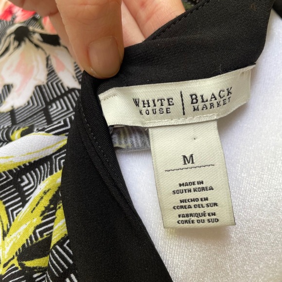 White House Black Market Floral Shift Dress Womens Medium Black Pink - Picture 5 of 6